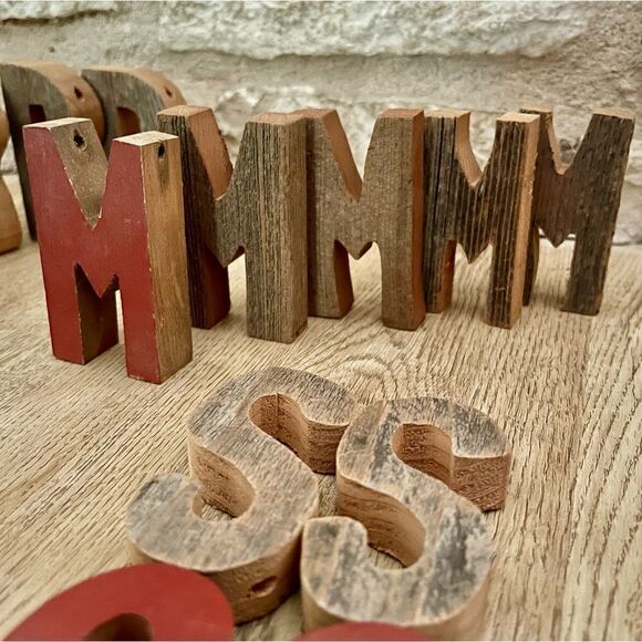 Rustic Reclaimed 3D Wood Painted Toy Soldiers Letter Cutouts Shapes - Picture 7 of 16